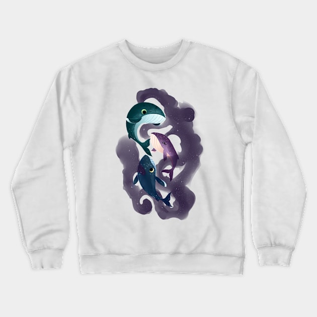 Galactic Whales Crewneck Sweatshirt by Onette